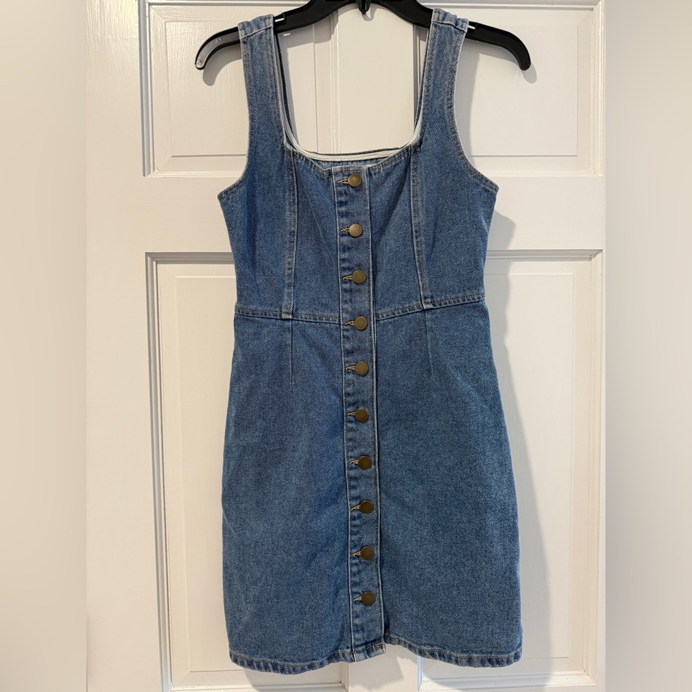 Urban Outfitters Dress Size 2 Denim Button Up Mini Sleeveless 100% Cotton Y2K